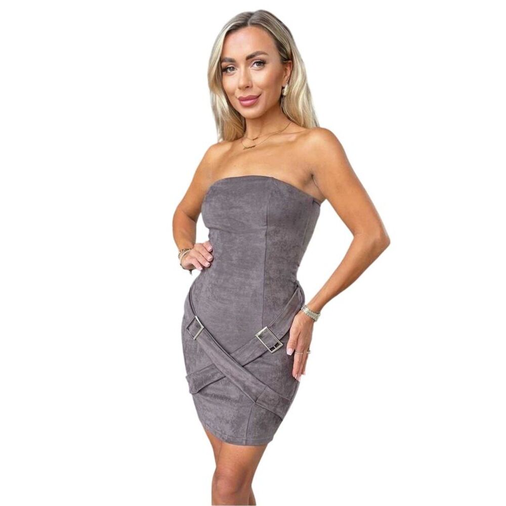 AX Paris Womens/Ladies Faux Suede Fitted Mini Dress / Greige